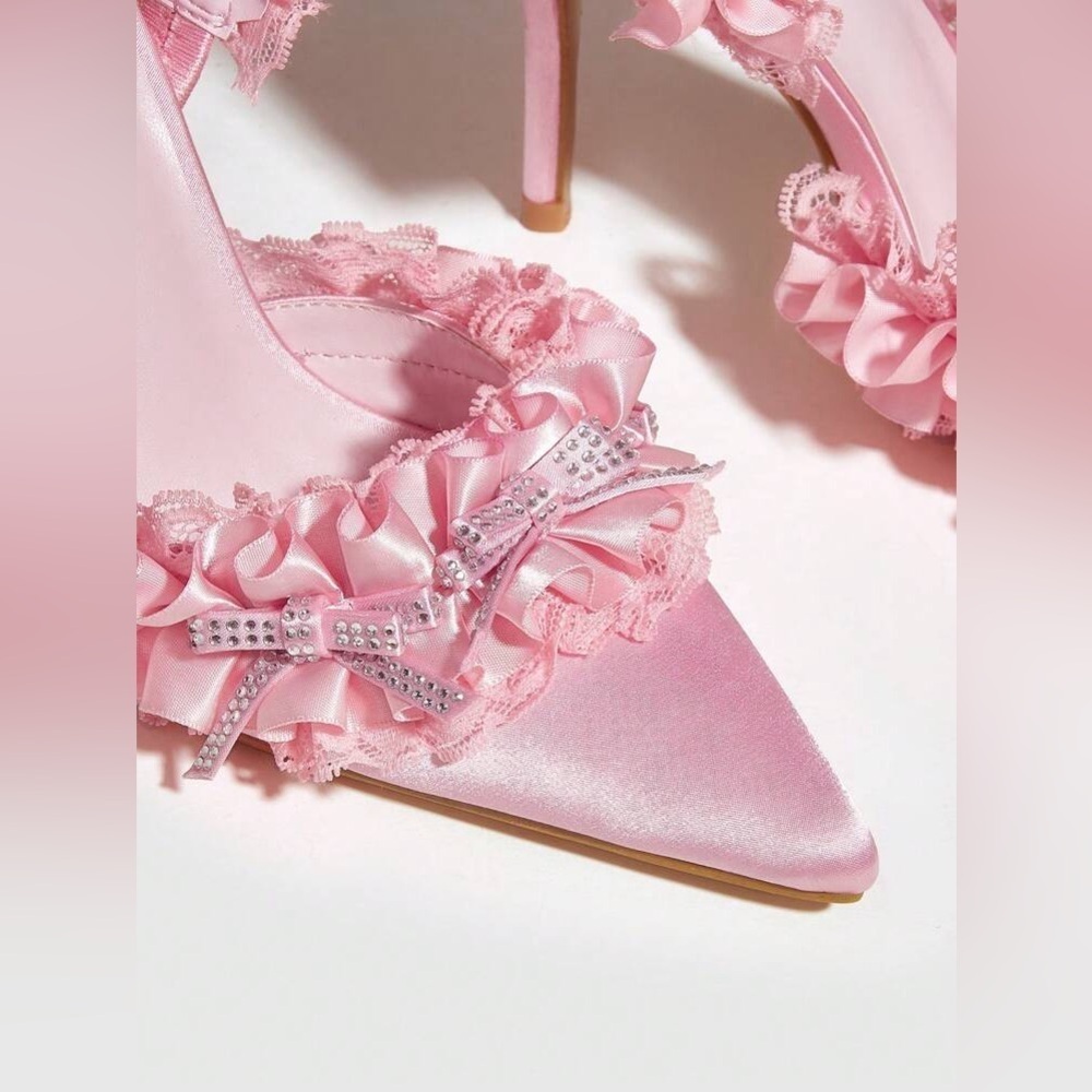 CUCCOO HITCHD Valentines Day Lace Detail Thin Heeled Slingback Sandals Size 6/36 - Picture 3 of 13